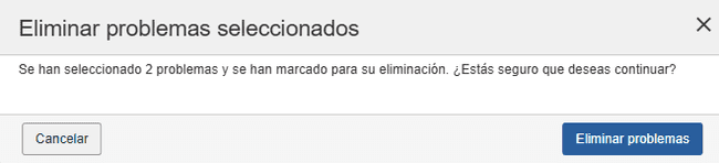 Confirmación antes de eliminar un problema