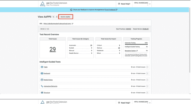 Pulsante Invia al Auditor