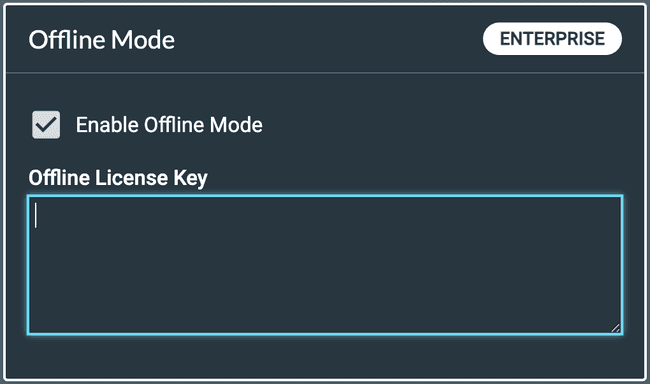 Extension settings "Offline License Key" enabled without key inputted