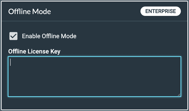 Extension settings "Offline License Key" enabled without key inputted