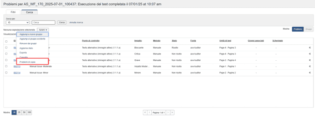 Menu a discesa Copia elementi