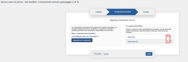 Rimozione di un componente