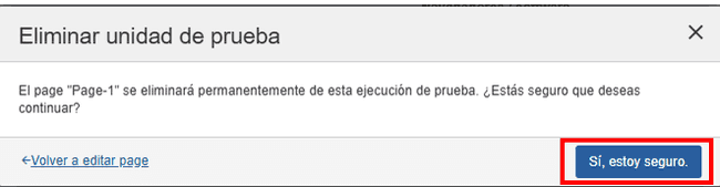 Haga clic en el enlace Eliminar en el modelo de edición de página