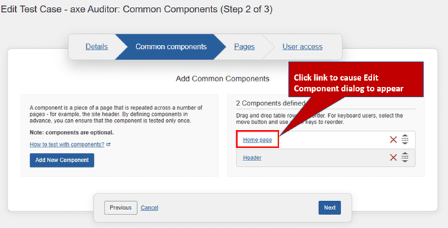 Editing Component Link