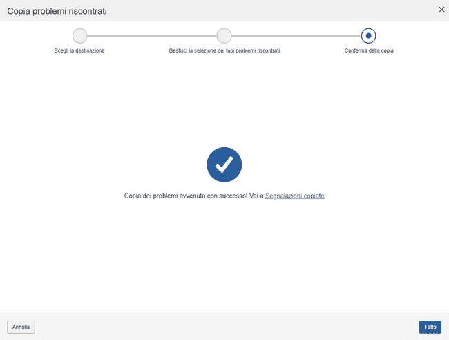 Copia dei problemi completata