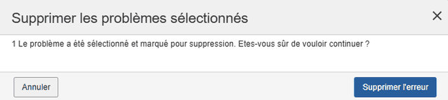 Confirmation avant de supprimer un problème