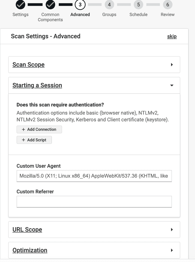 Advanced Settings for Starting a Session