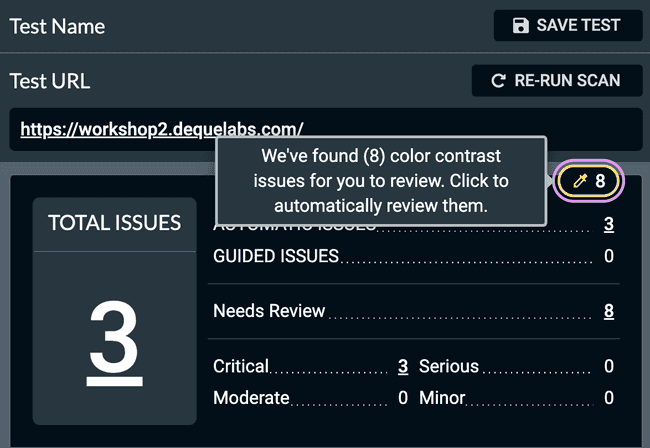 Screenshot of Color Contrast Analyzer trigger with tooltip