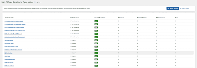 Clicking Yes, Mark All Complete button when prompted to verify results