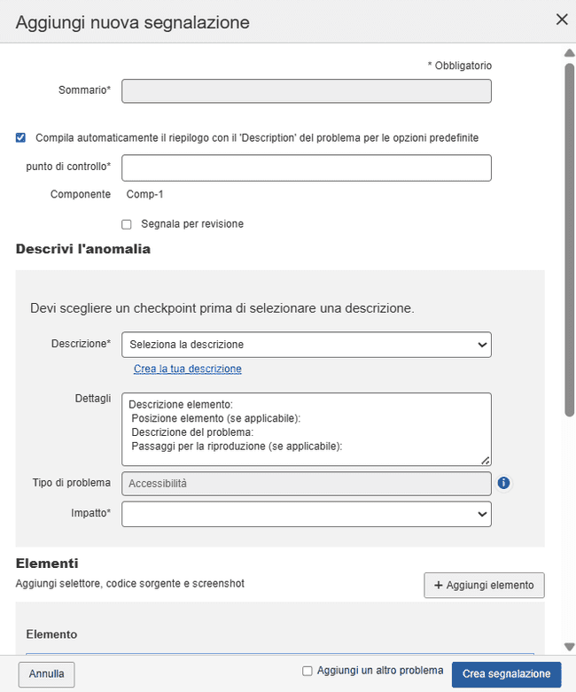 Campi Selettore, Codice sorgente, Screenshot e Raccomandazioni