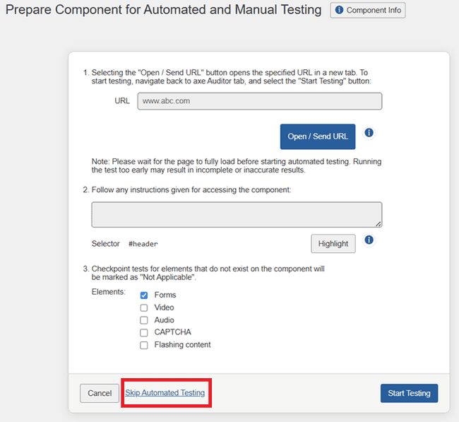 A note has been added to inform users to wait for the page to load fully