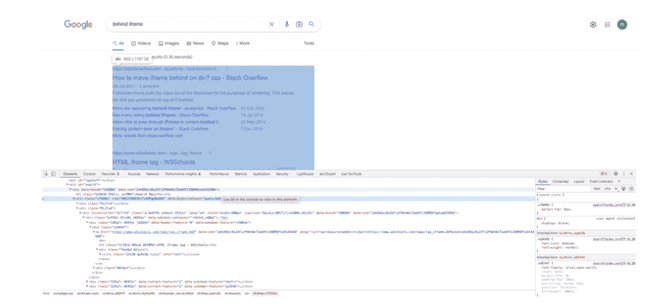 Utilizzo di devtools Inspect Element per identificare il selettore CSS nella pagina di test