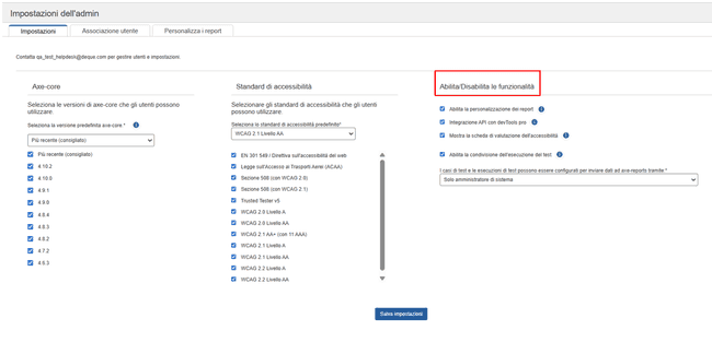 Mostra la scheda di valutazione dell'accessibilità
