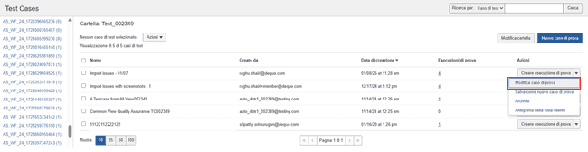 Cliccando sul collegamento della colonna Nome