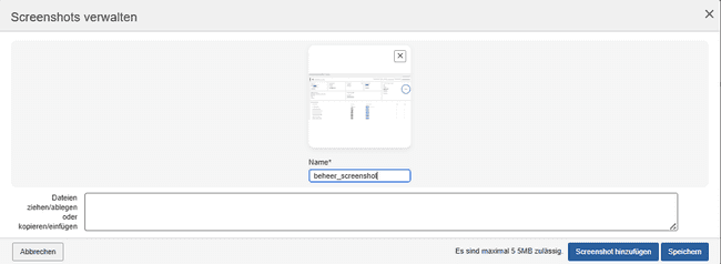 Beheer screenshots