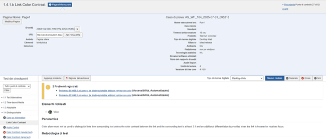 Il pulsante Informazioni sulla pagina visualizza informazioni sulla pagina