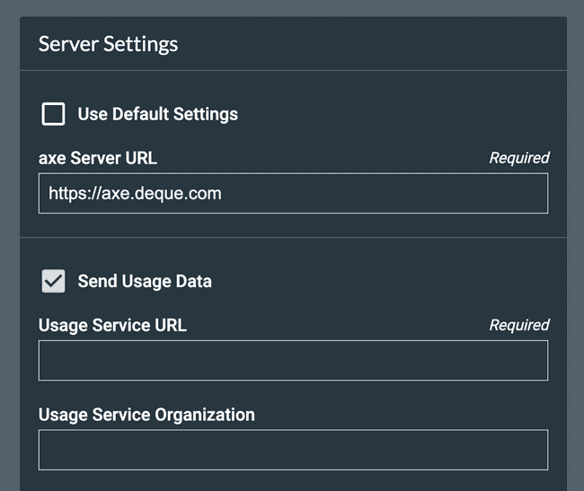 Screenshot of Server settings in browser extension
