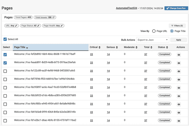 Export Pages to JSON