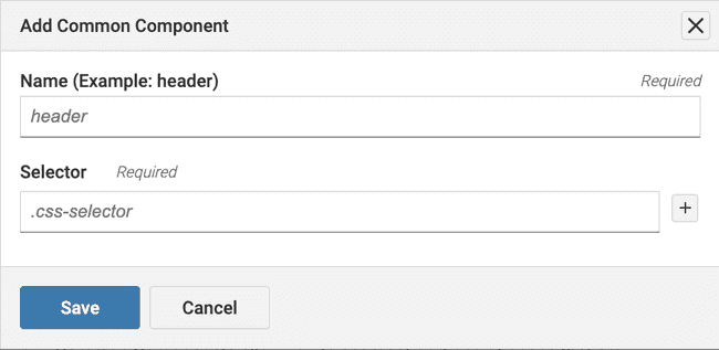 Add Common Component Dialog Box