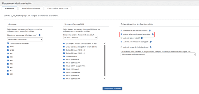 Afficher la carte de score d'accessibilité