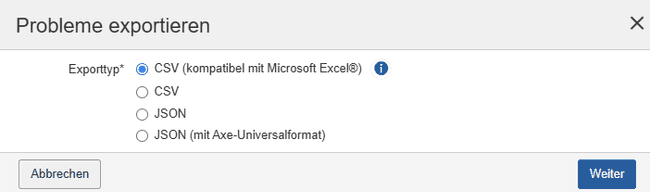 Export Issues Confirmation Dialog