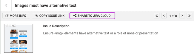 Screenshot of "SHARE TO JIRA" button