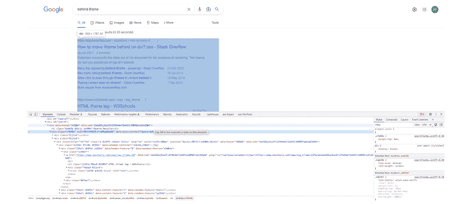 Utilisation de devtools Inspect Element pour identifier le sélecteur CSS sur la page de test