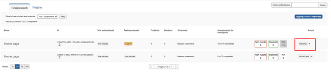 Cliccando sul pulsante Riprendi/Revisiona per l'unità di test nella schermata Panoramica esecuzione test